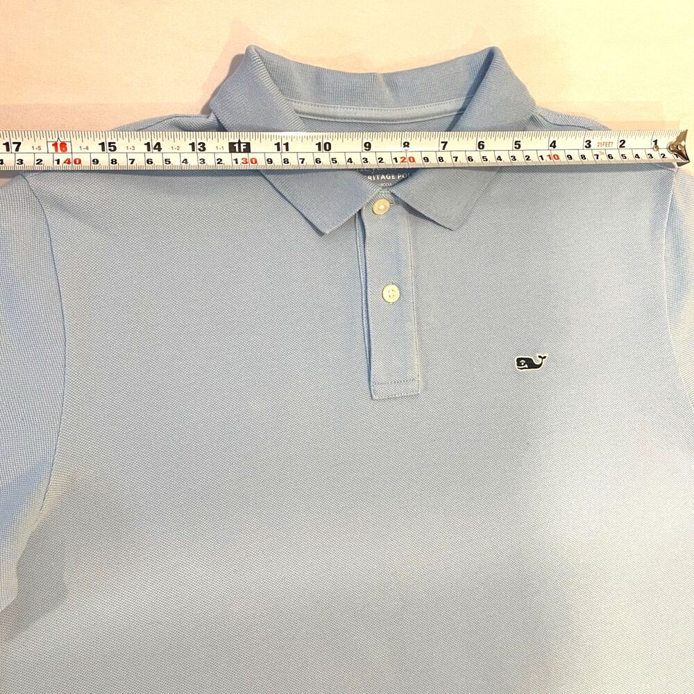 ~ Vineyard Vines Small Heritage Polo Shirt Light Blue Short Sleeves Whale Cotton - Picture 11 of 13
